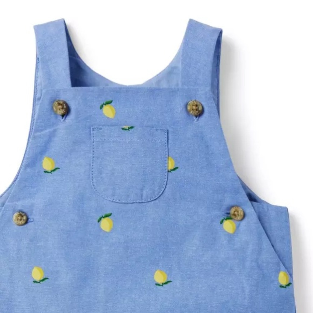 Janie and Jack Oxford Lemon Overall - Picture 5 of 9